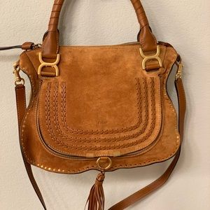Chloe Marcie Suede Medium Caramel handbag